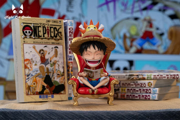 One Piece Night Cat Studio Reading Luffy Resin Statue [PRE-ORDER]