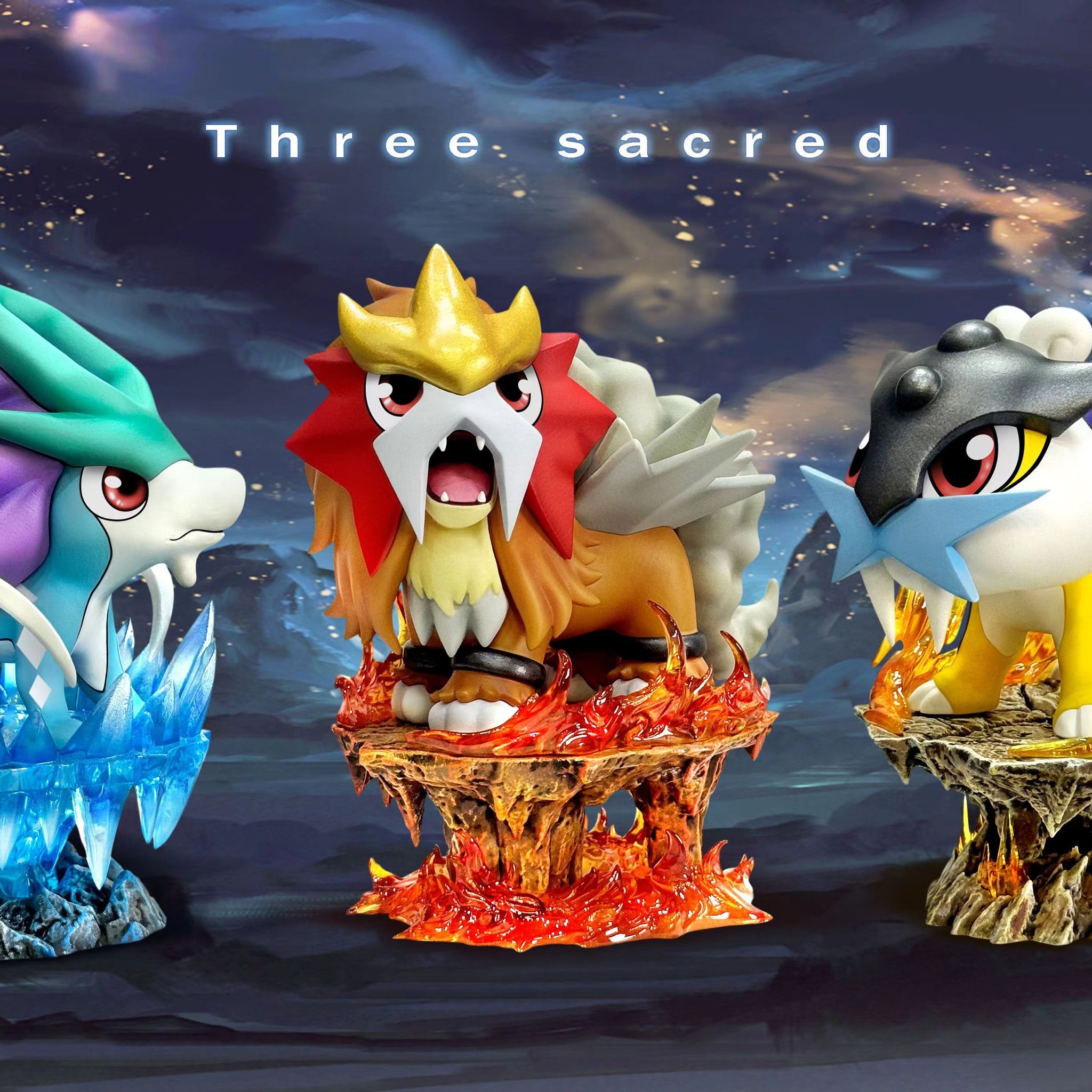 Pokemon PPAP Studio Suicune x Raikou x Entei Three Sacred Fatty Series Resin Statue [PRE-ORDER]