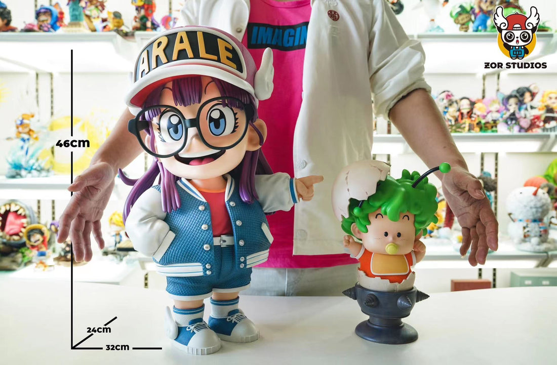 Dr. Slump Zor Studio Baseball Uniform Arale & Gachan Resin Statue