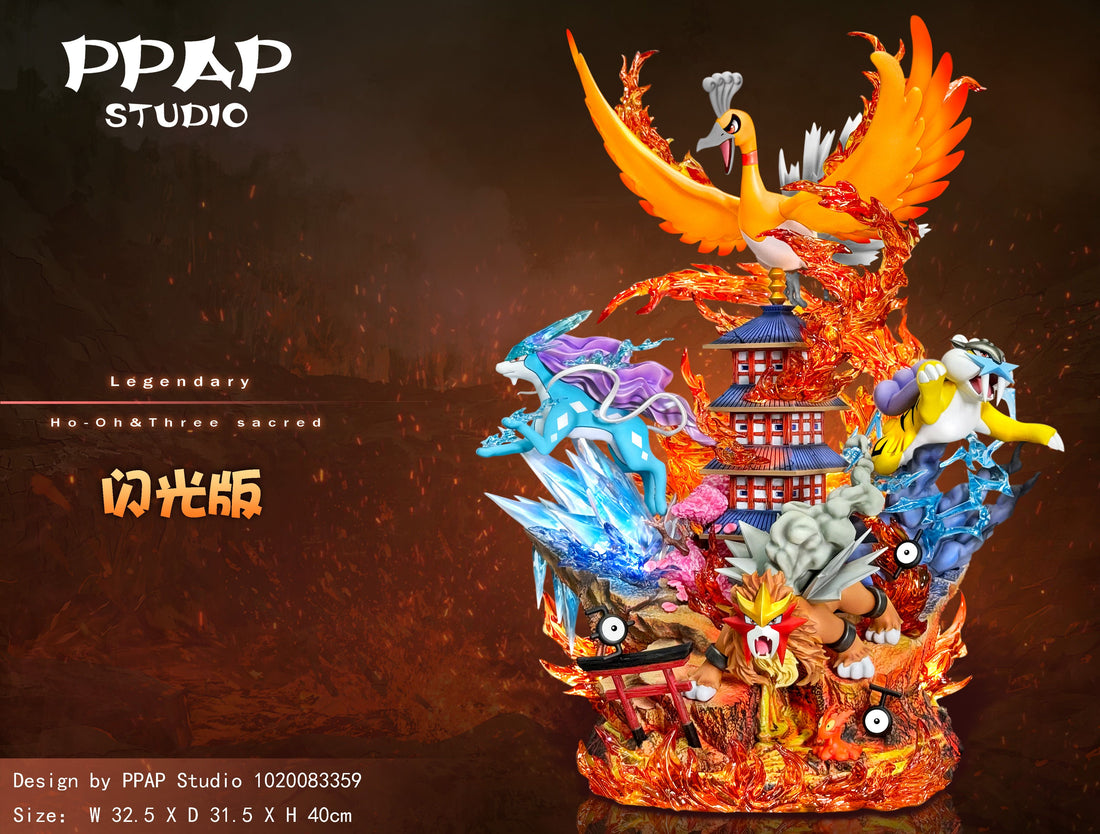 Pokemon PPAP Studio Ho oH x Three Sacred Resin Statue