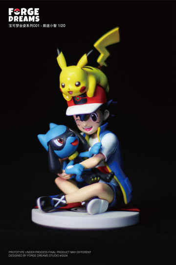 Pokemon Forge Dreams Studio Ash Ketchum x Pikachu x Riolu Resin Statue [PRE-ORDER]