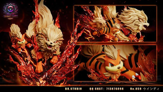 Pokemon Black Rose Studio Arcanine Evolution Resin Statue [PRE-ORDER]