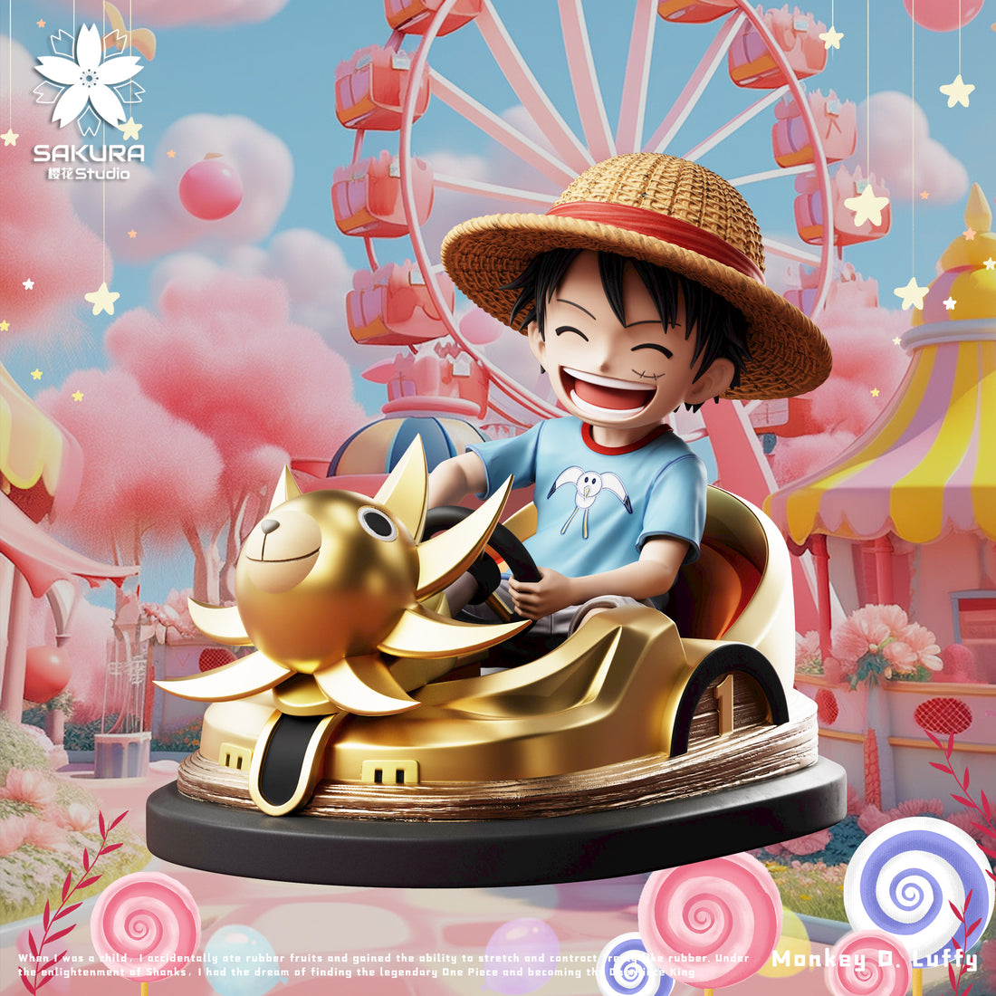 One Piece Sakura Studio Bumper Car Luffy Resin Statue