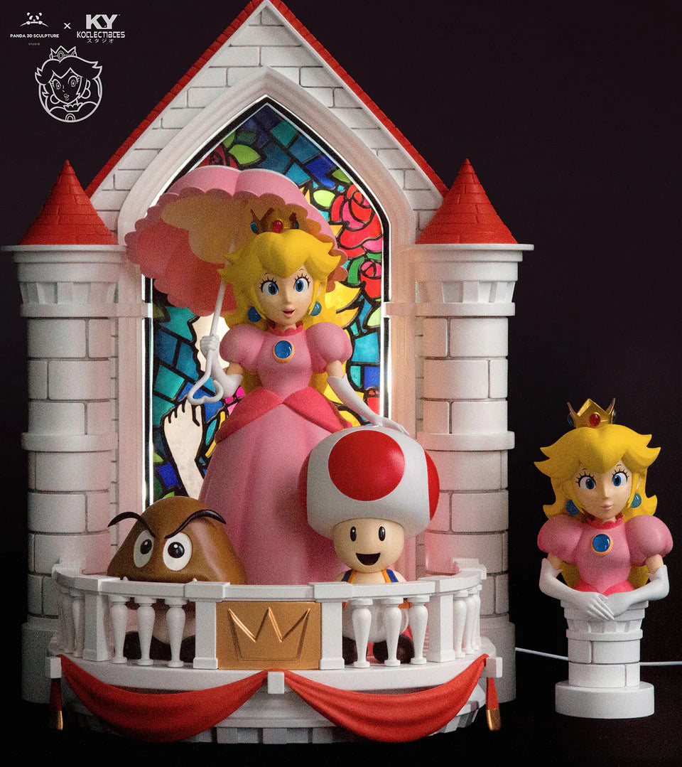 Mario Bros Panda x KY Kollectibles Studio Princess Peach Castle Resin Statue