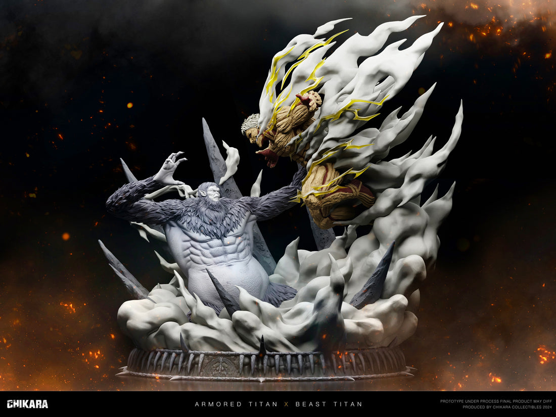 Attack on Titan Chikara Studio Armored Titan VS Beast Titan Resin Statue