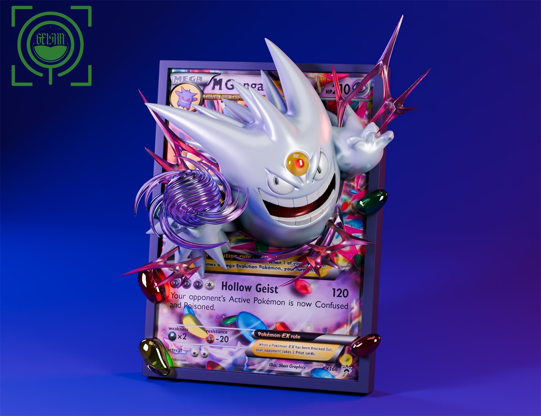 Pokemon Geisha Studio Cards White Mega Gengar Resin Statue [PRE-ORDER]