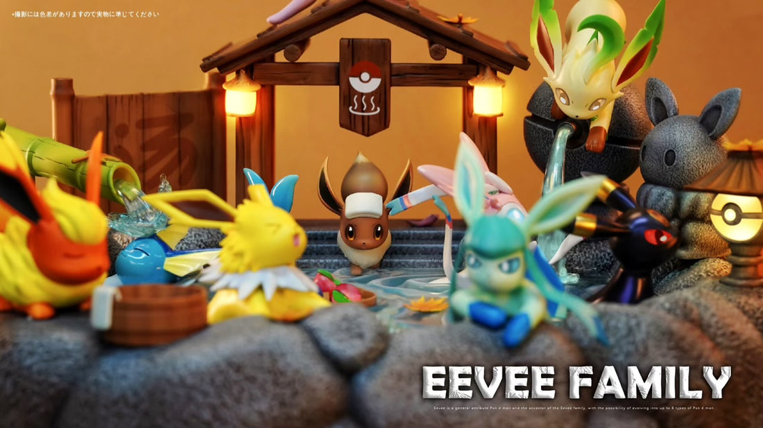 Pokemon Tiaotiao Hall Studio x CM Studio Eevee Family Onsen Resin Statue