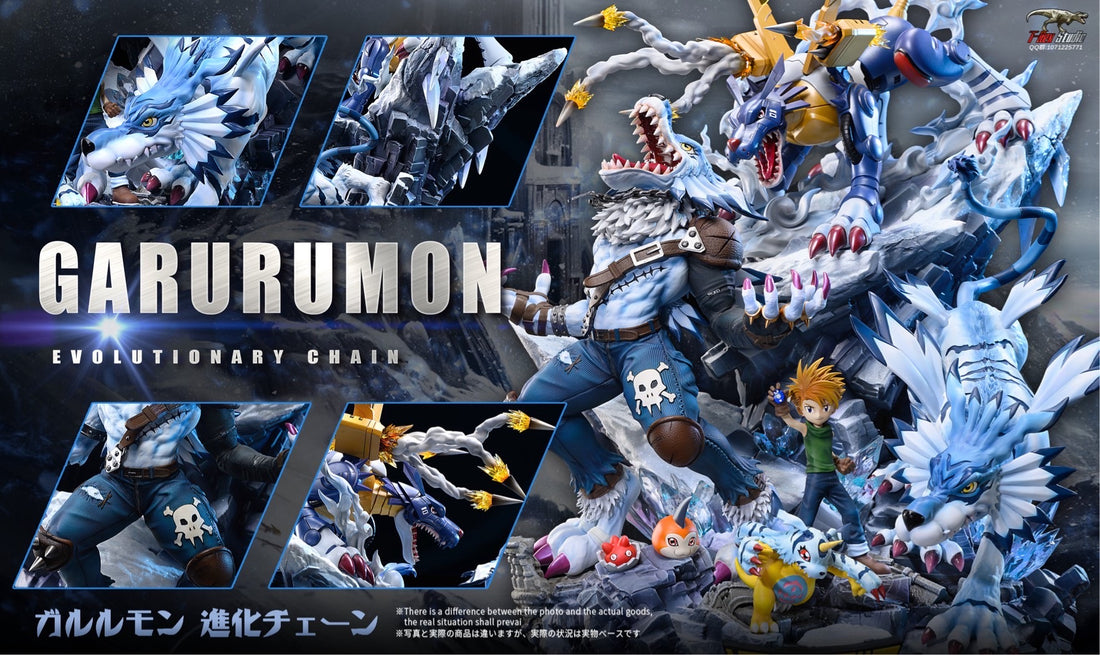 Digimon TREX Studio Garurumon Evolution Resin Statue