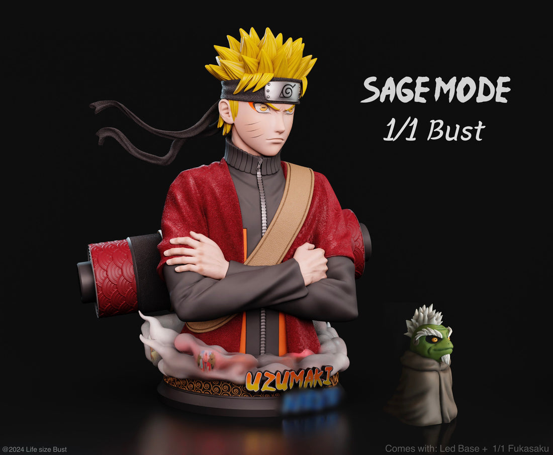 Naruto Real Creation Studio Uzumaki Naruto Sage Mode Lifesize Bust Resin Statue