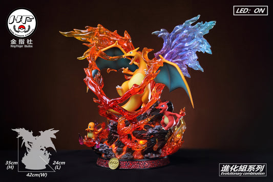 Pokemon KingFinger Studio Charizard Evolutionary Group Resin Statue - Preorder