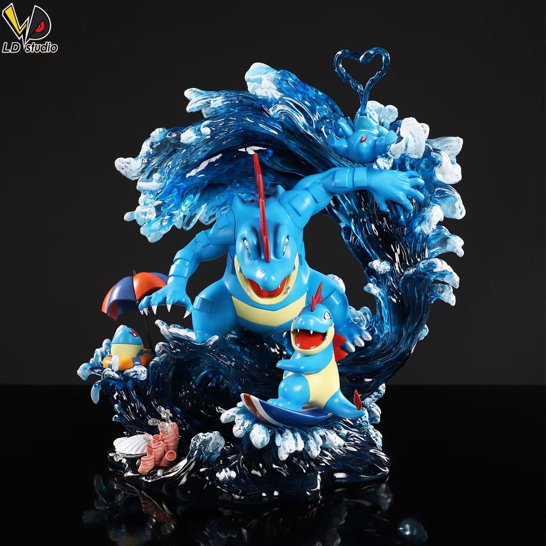 Pokemon LD Studio Feraligatr Evolution Group Resin Statue