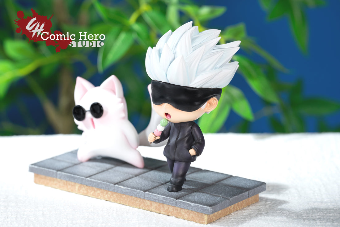 Jujutsu Kaisen Comic Hero Studio Satoru Gojo and Satoru Cat Resin Statue