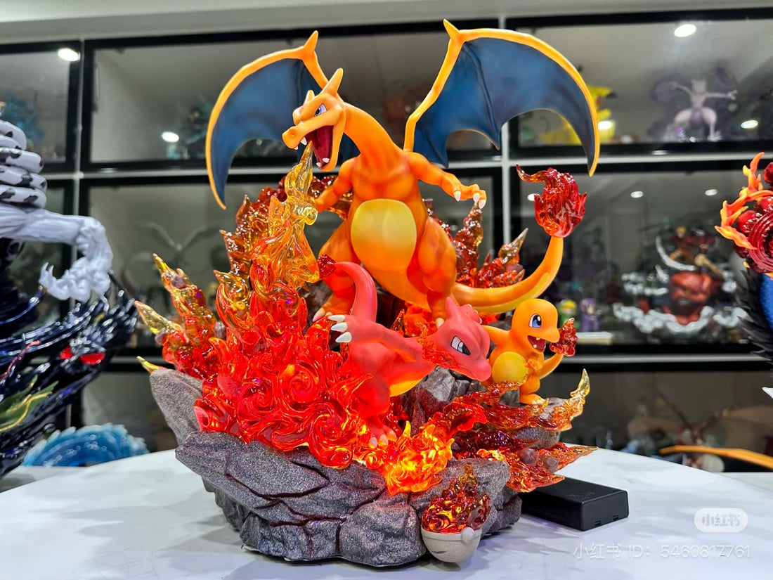 Pokemon Monster Studio Charizard Evolution Family Resin Statue [CHINA STOCK]