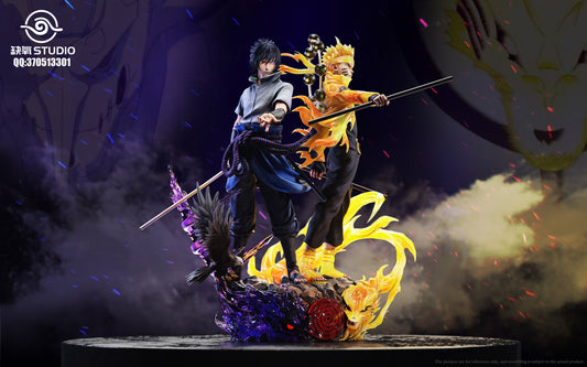 Naruto QueYang Studio Uzumaki Naruto x Uchiha Sasuke Resin Statue - Preorder