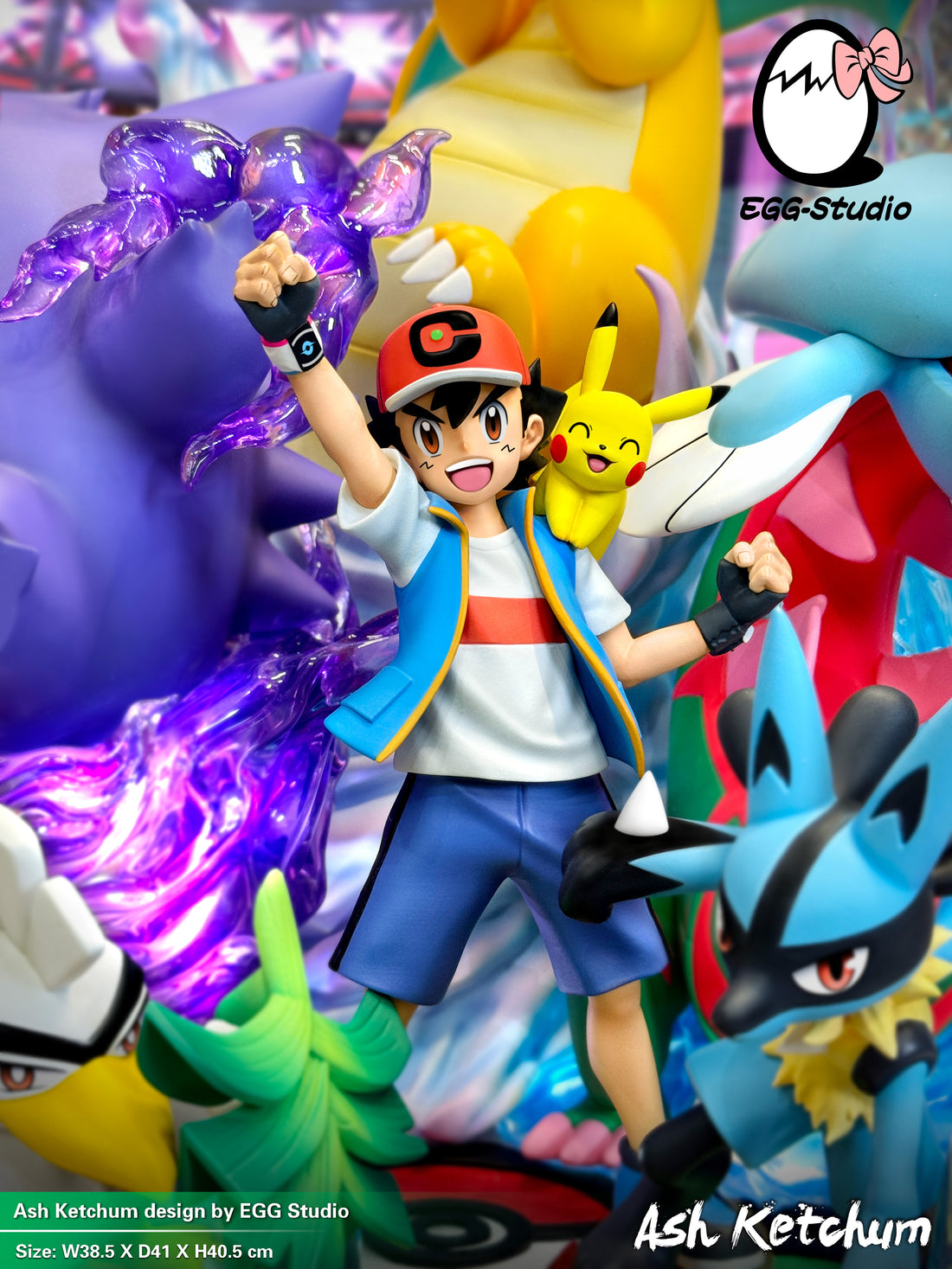 Pokemon EGG Studio Champion Ash Ketchum Resin Statue