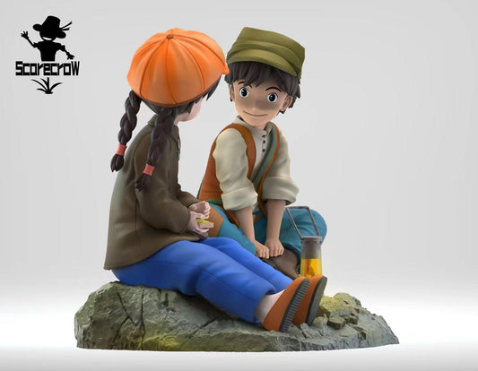 Castle in the Sky Scarecrow Studio Sheeta and Pazu next to the oil lamp Resin Statue [PRE-ORDER]