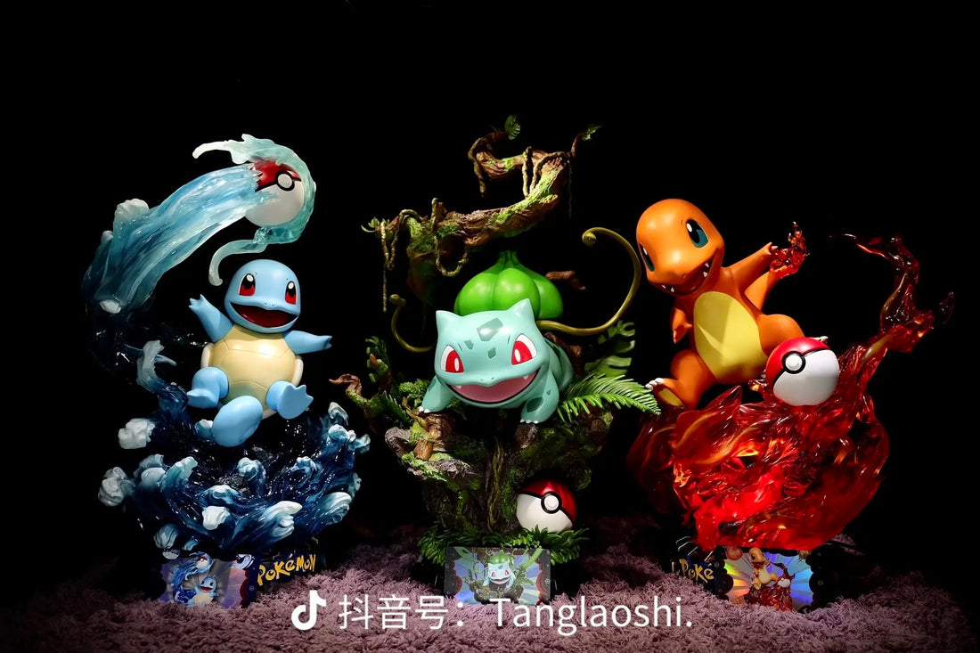 Pokemon Unique Art Studio First Partner Charmander x Squirtle x Bulbasaur Kanto Starter Licensed Resin Statue