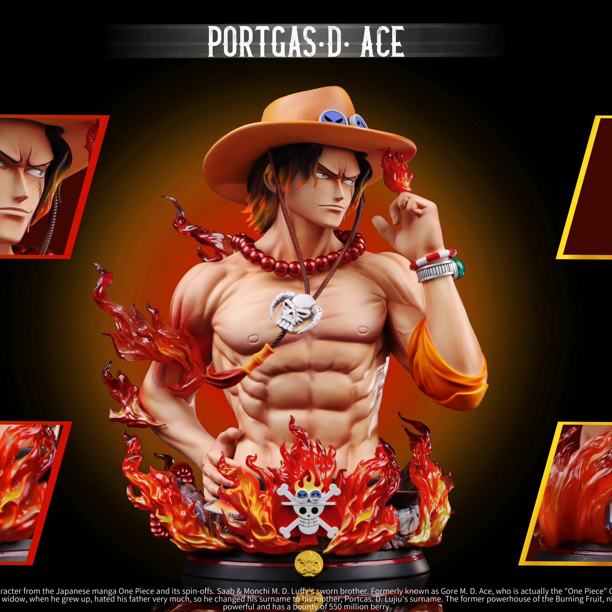 One Piece UNO Studio Portgas D Ace Bust Resin Statue [PRE-ORDER]